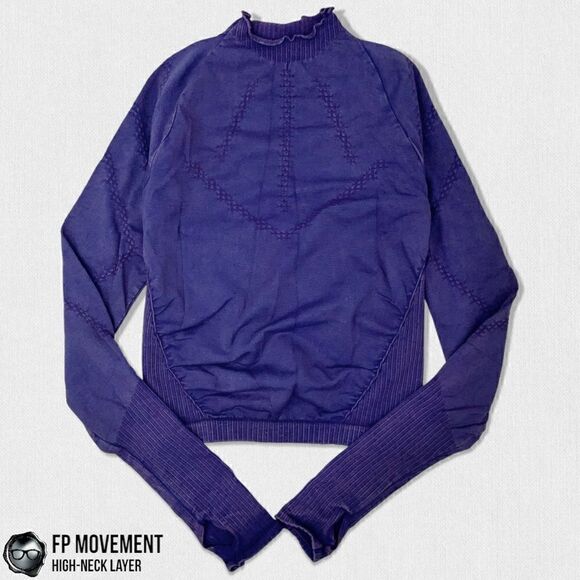 FP MOVEMENT GOOD KARMA HIGH-NECK LAYER TOP IN VIOLET, REGAL VIOELT BLUE-PURPLE - Picture 1 of 13